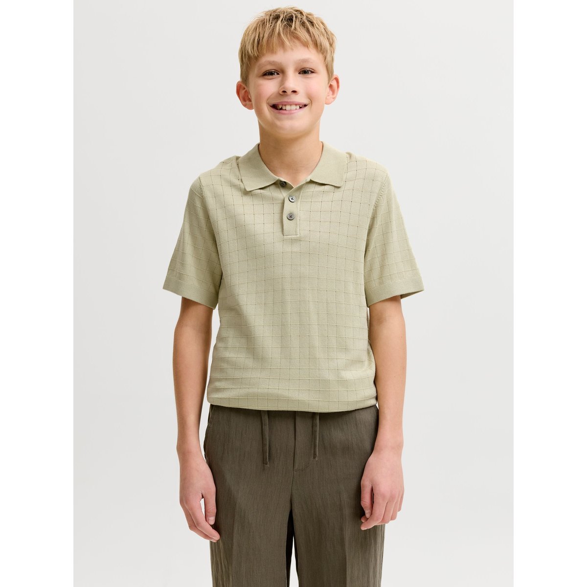 Polo Tricoté grise - alfalfa 1, JACK & JONES JUNIOR