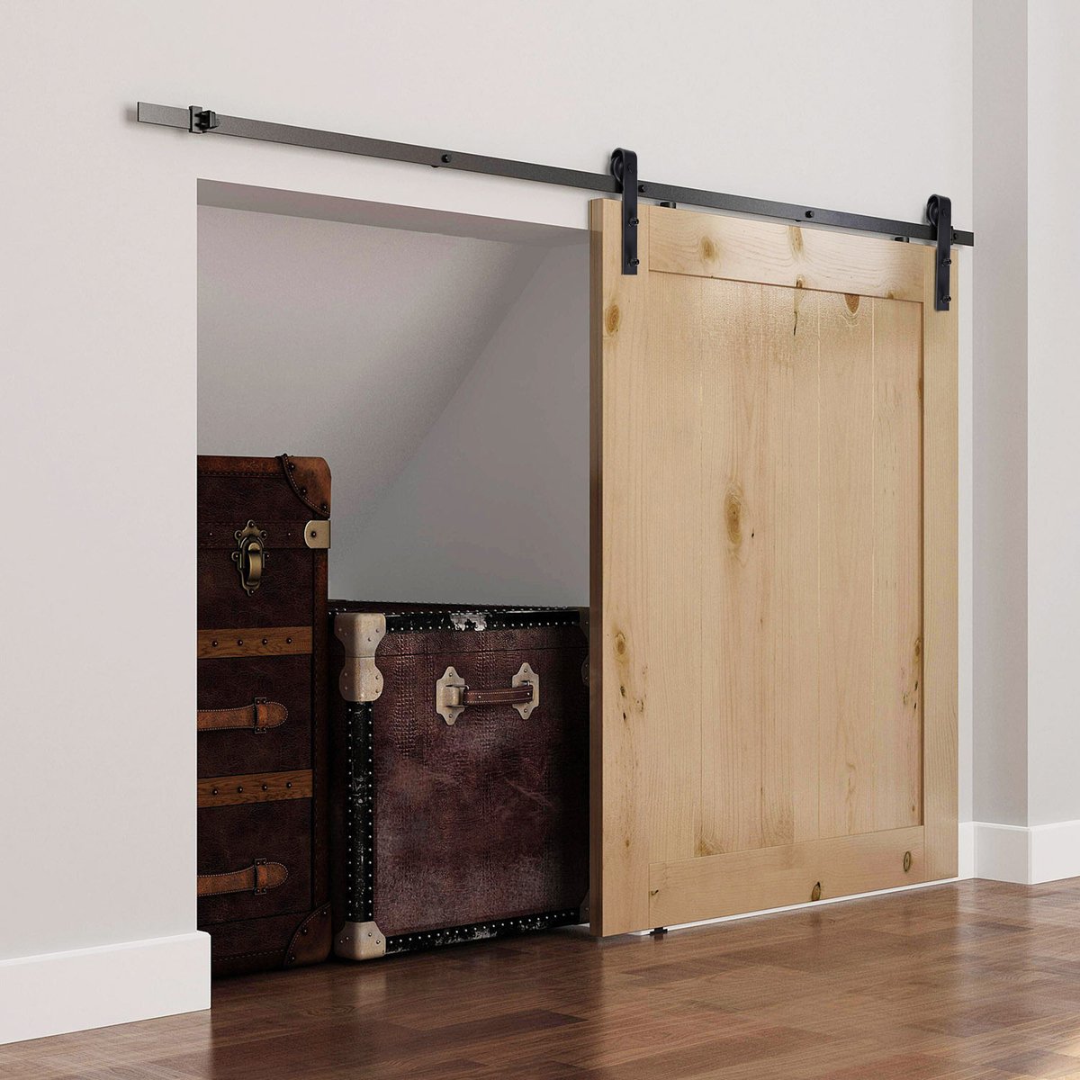 Kit de quincaillerie pour porte coulissante noir, HOMCOM