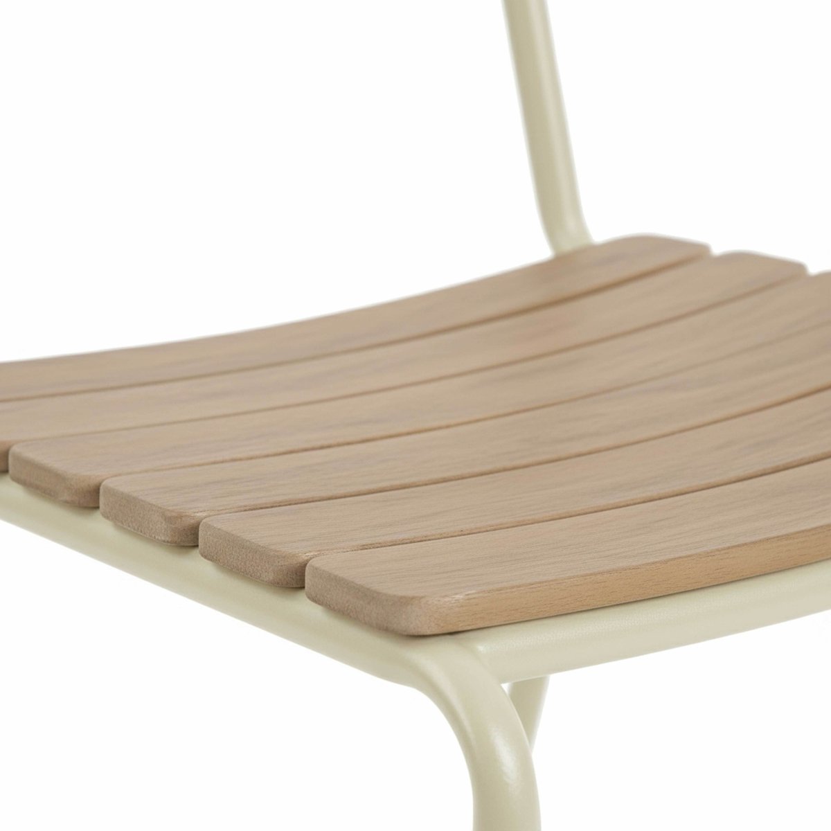 Chaise de jardin en métal effet bois, BOGOTA crème, OVIALA