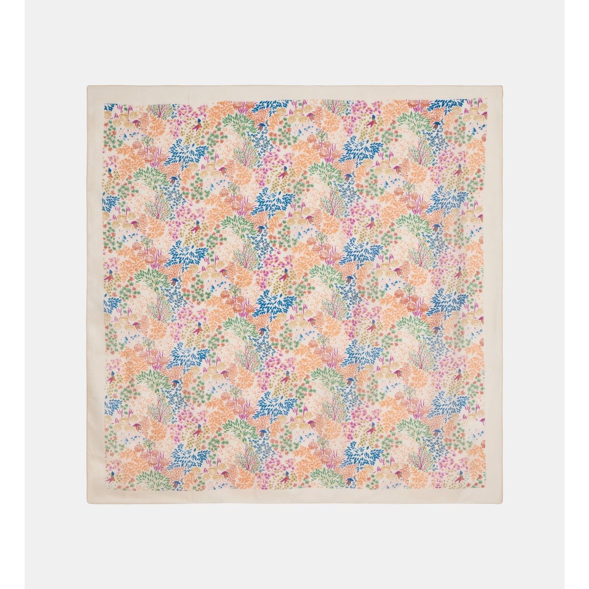 Carré de soie lavie à motif floral multicolore, GALERIES LAFAYETTE