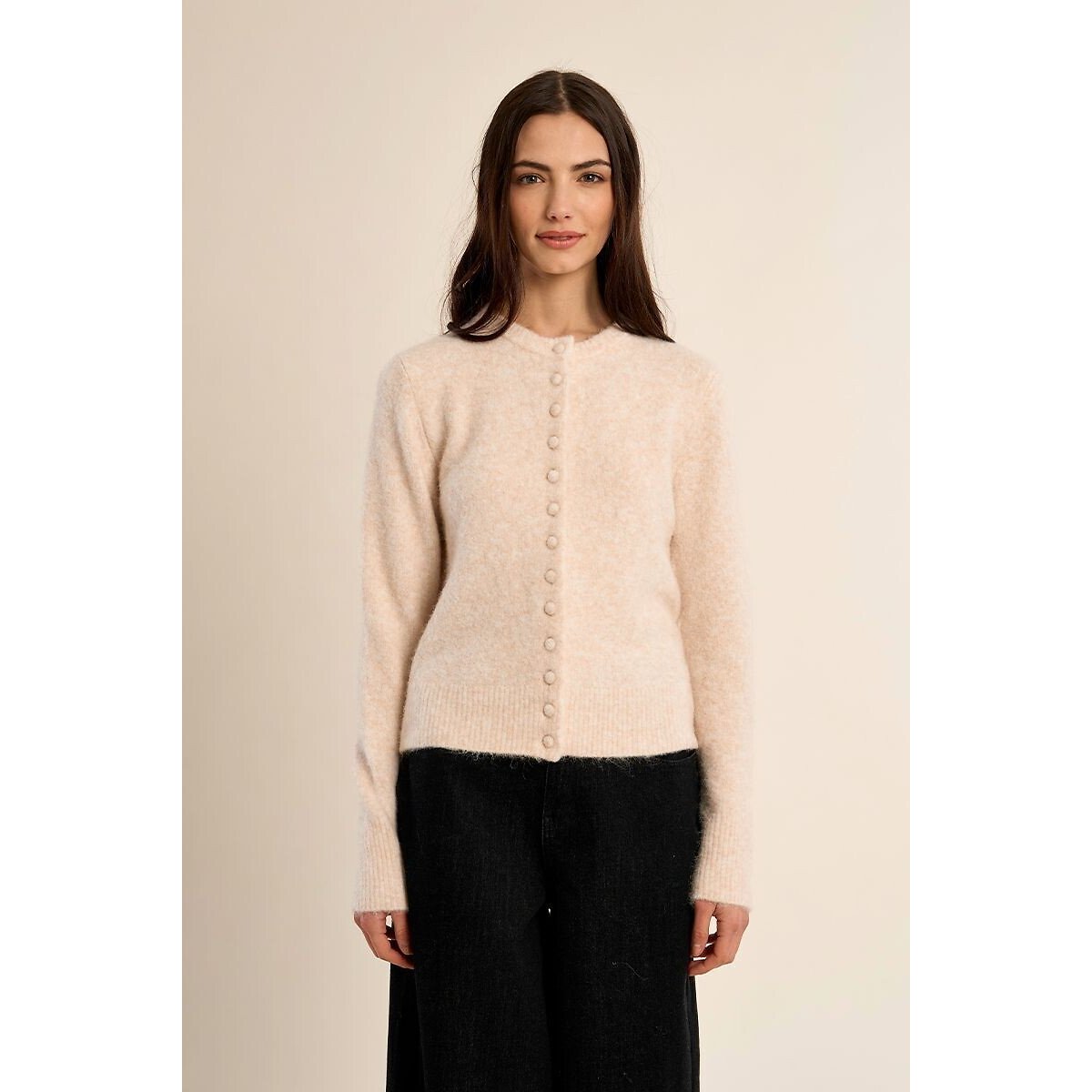 Gilet manches longues col rond ecru, MOLLY BRACKEN