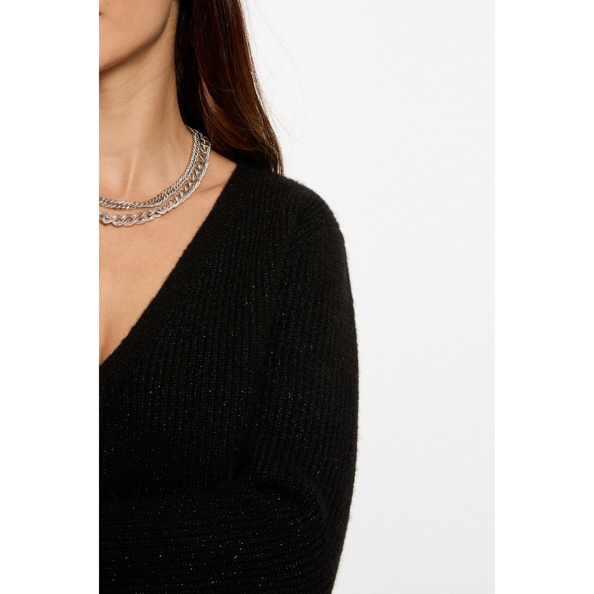 Gilet col en V noir, MORGAN
