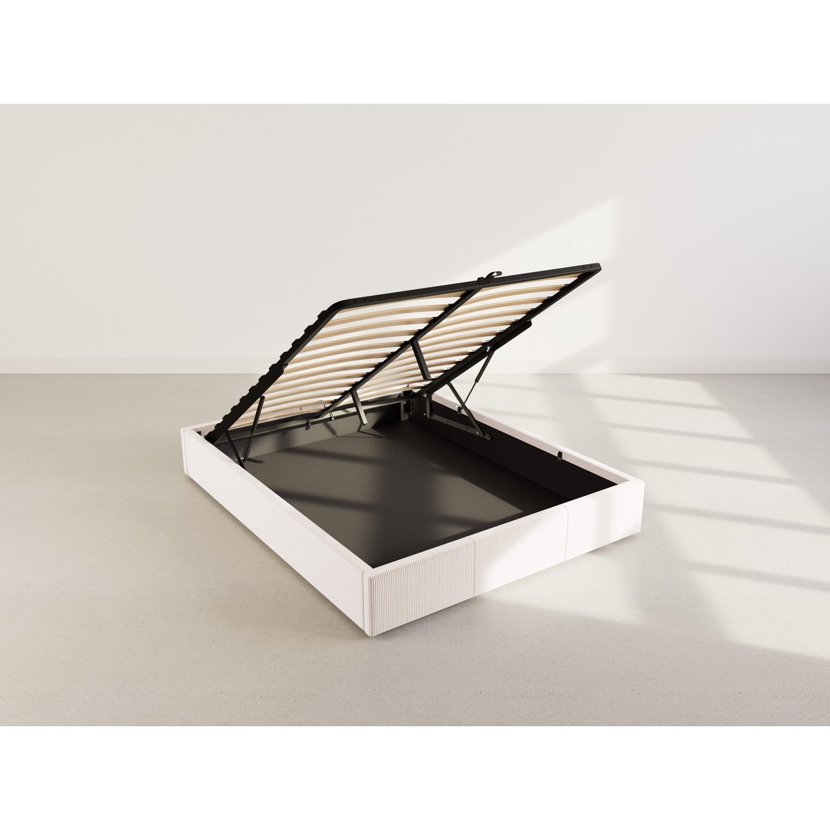 Lit coffre en velours, ISA beige, BEST MOBILIER