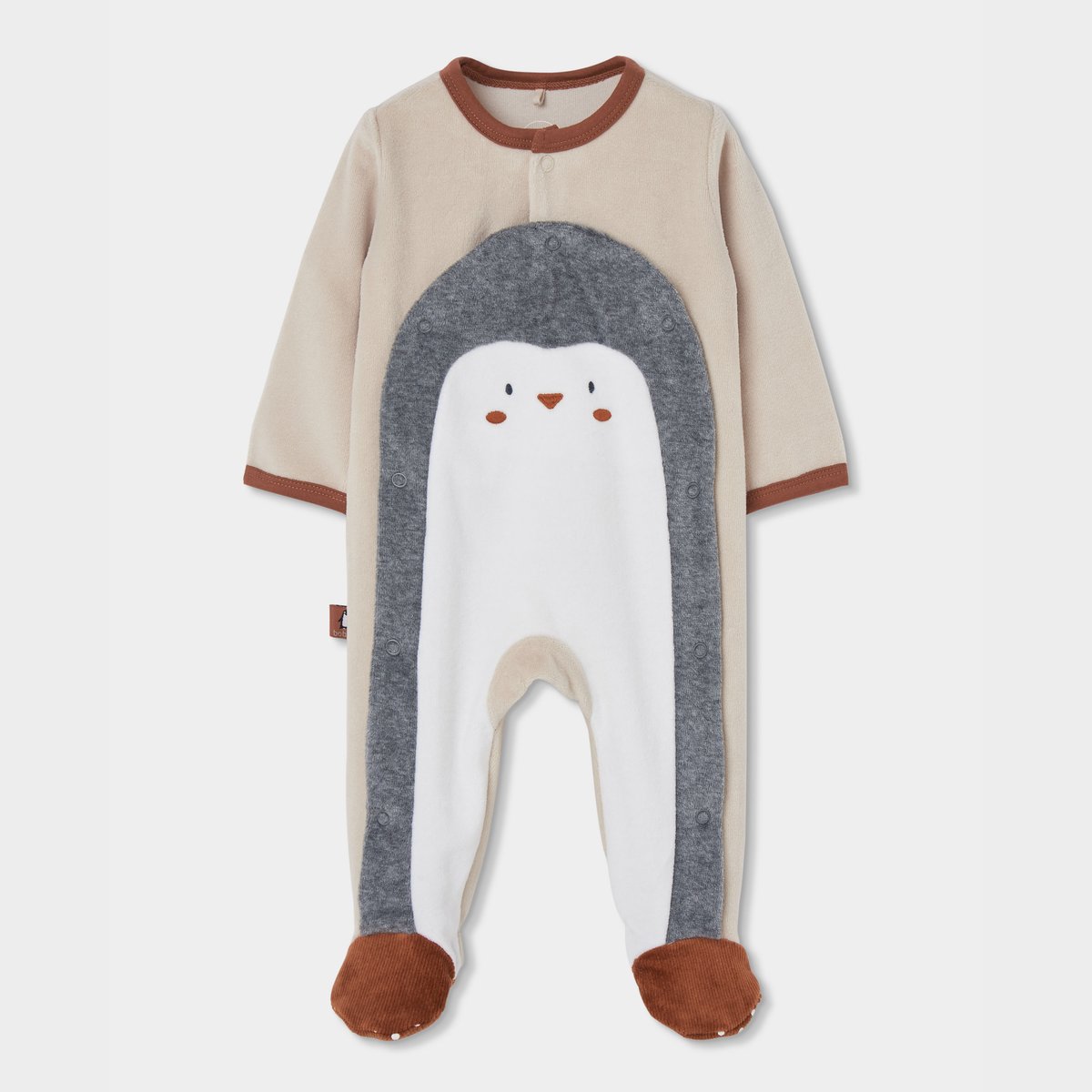 Pyjama bébé imprimé pingouin beige, BOBOLI
