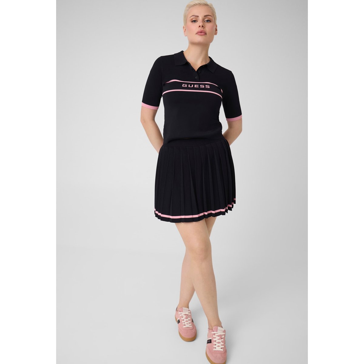 Mini-Jupe Plissée noir, GUESS