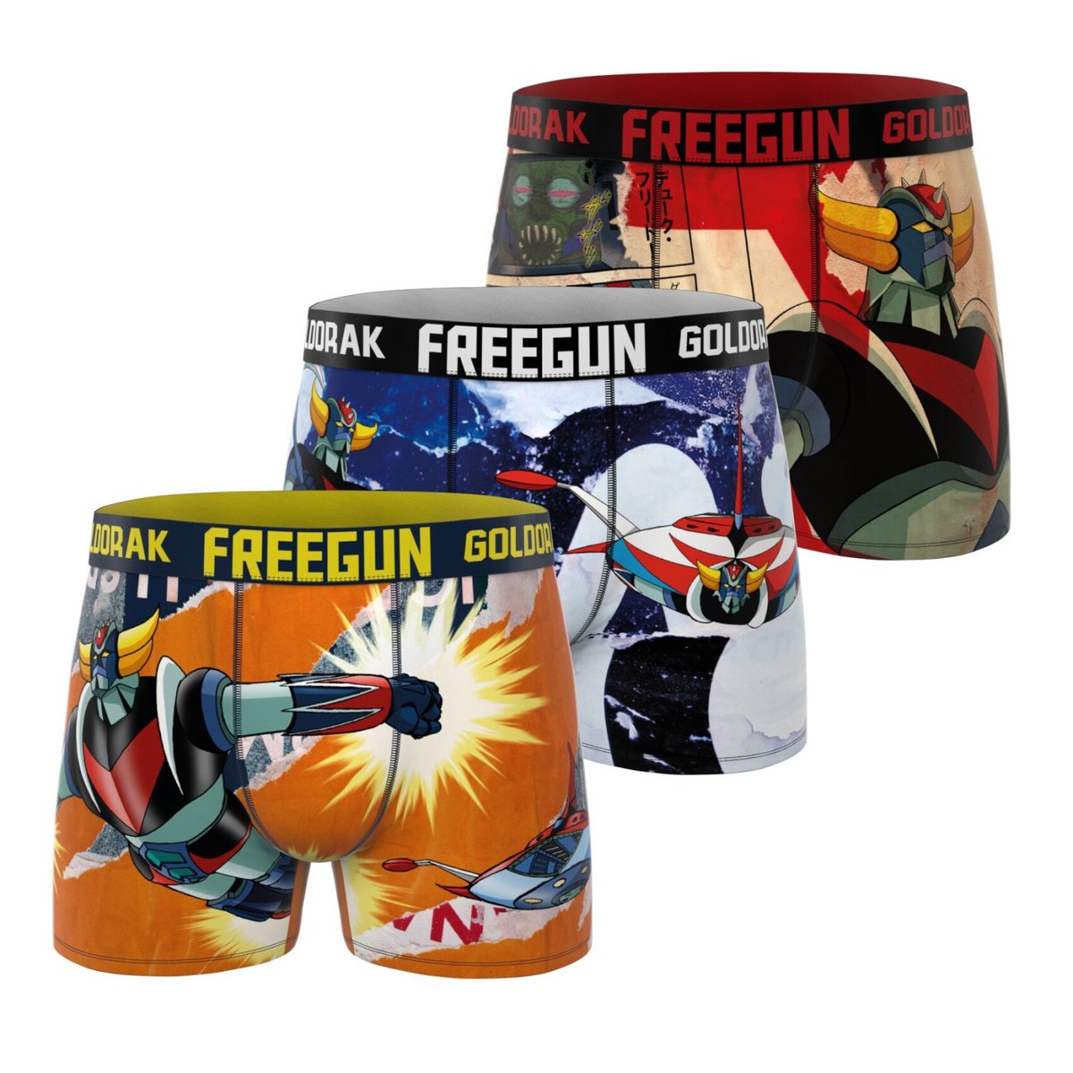 Lot De 3 Boxers Goldorak orange/rouge/bleu/gris, FREEGUN