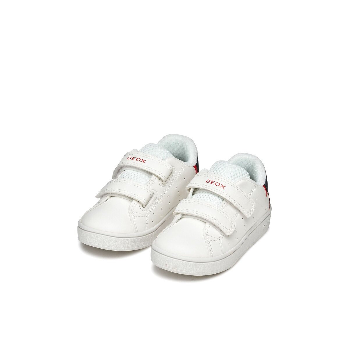 Ademende sneakers met klittenband Eclyper wit/marine, GEOX