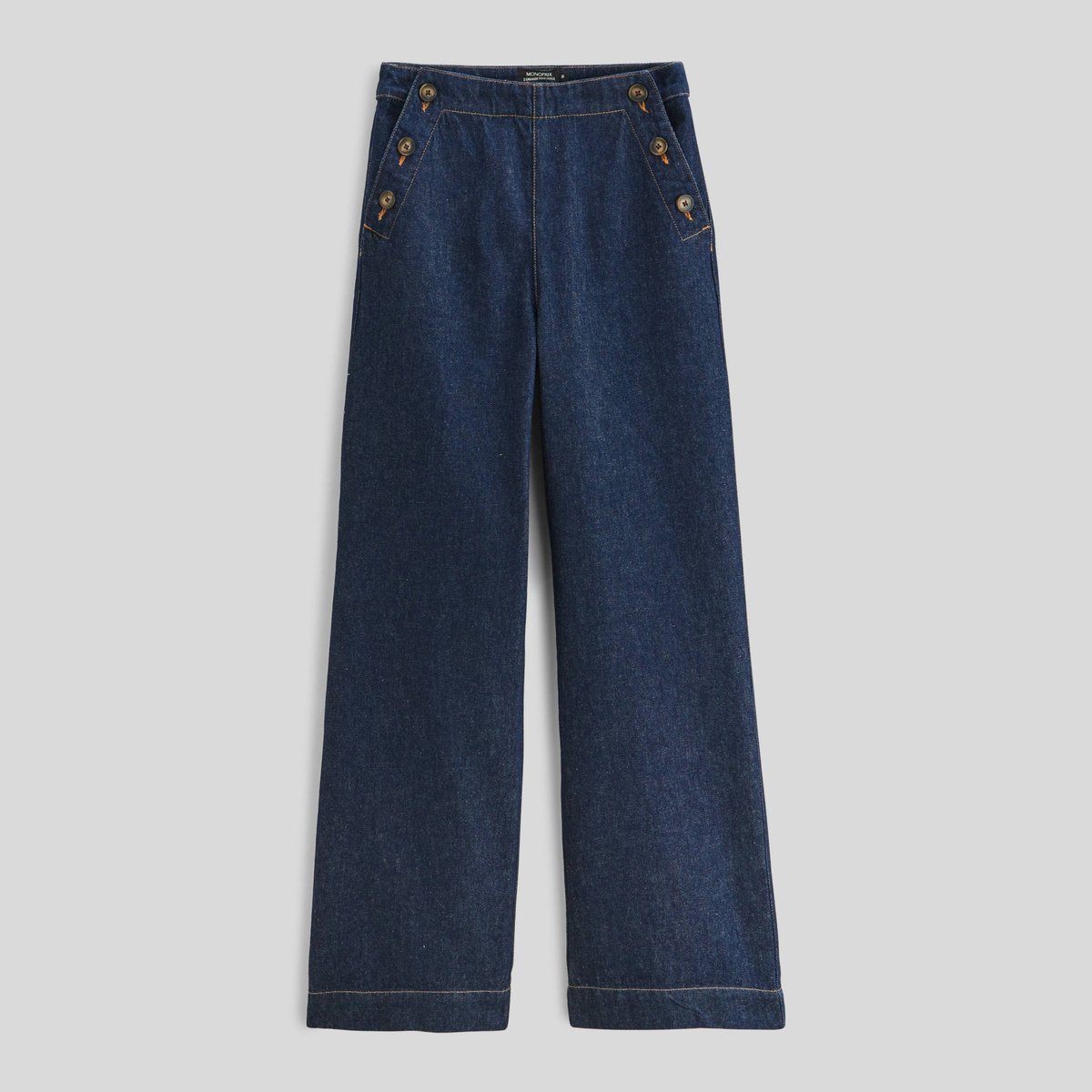 Jean large à pont brut denim, MONOPRIX