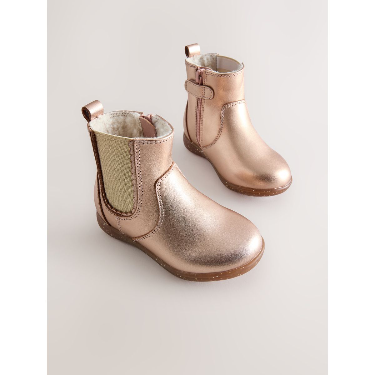 Bottines chelsea en cuir or rose, NEXT