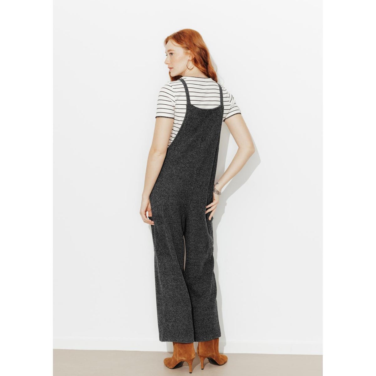 Salopette chevron gris foncé, PROMOD
