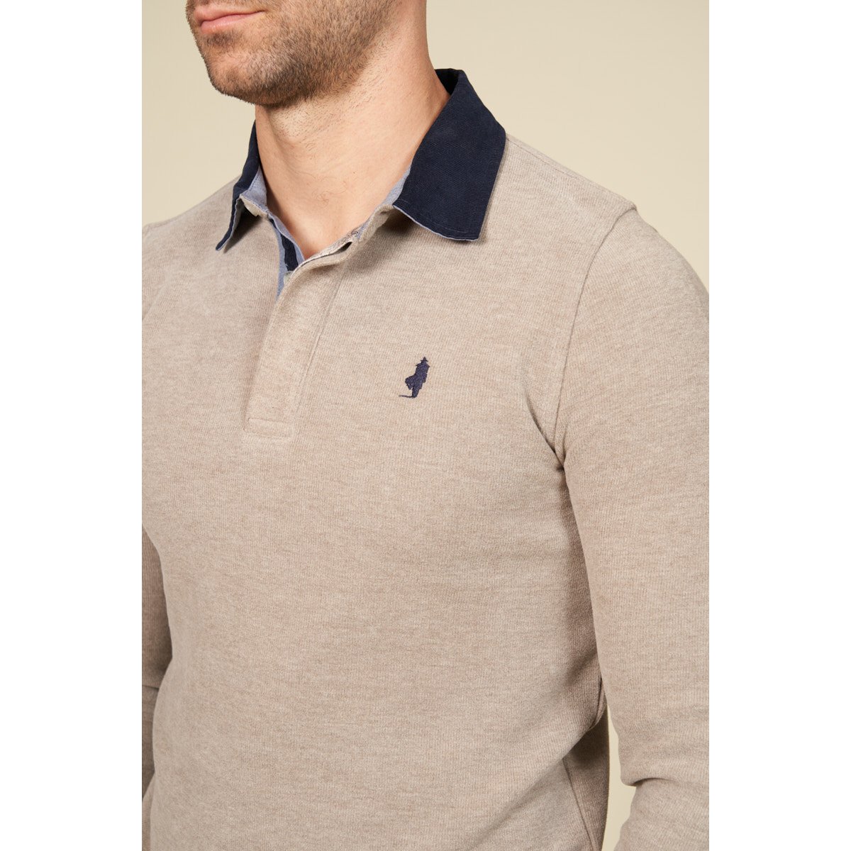 Polo manches longues chaud beige, MCS