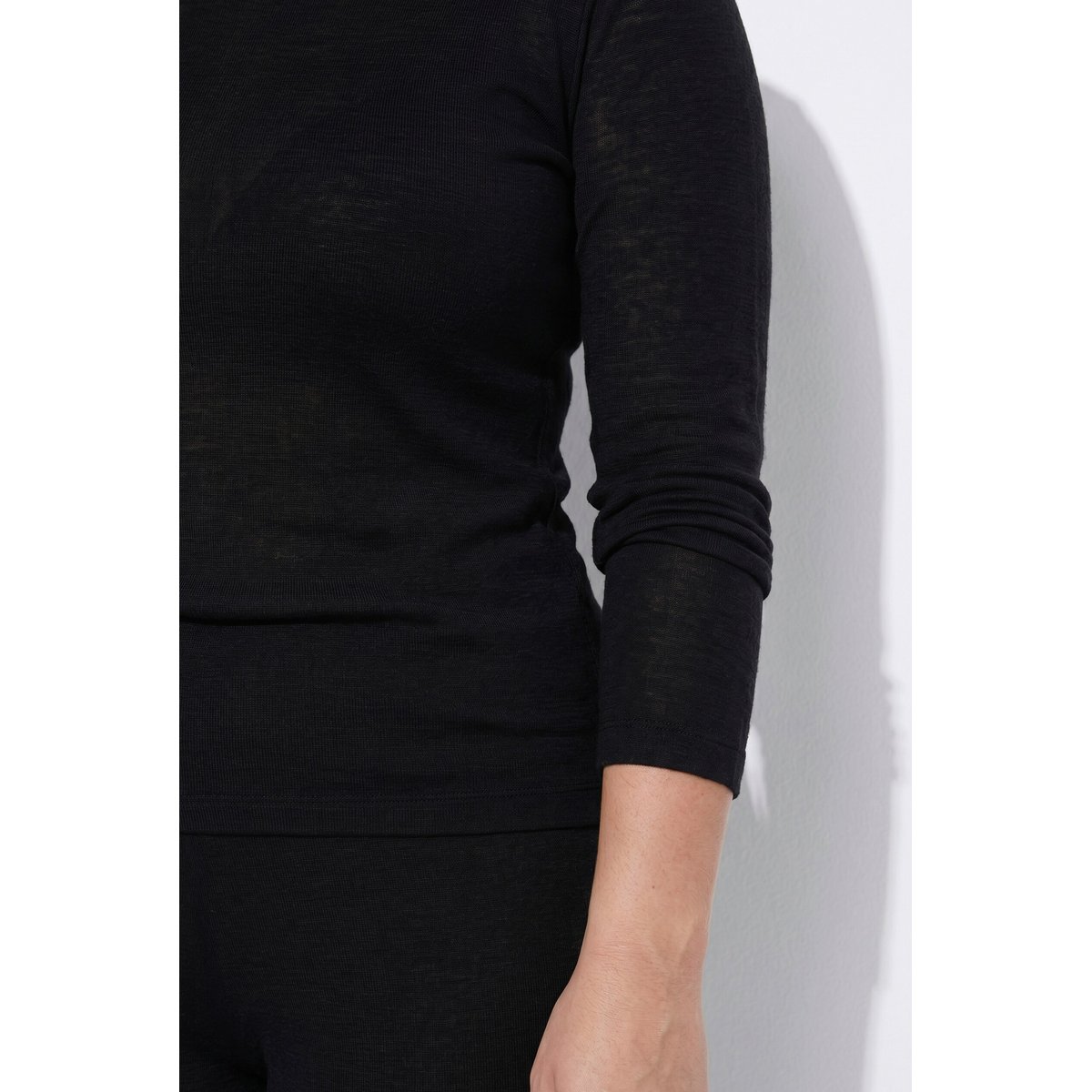 T-shirt en maille fine, coupe Slim Fit noir, ULLA POPKEN