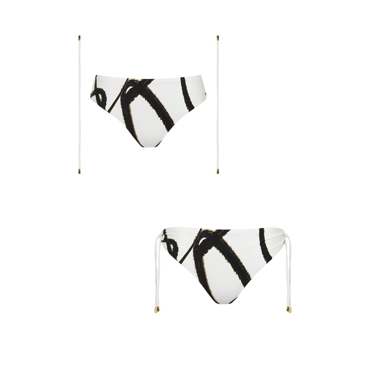 Bas maillot slip de bain taille haute nouettes amovibles HONOLULU blanc, LISCA