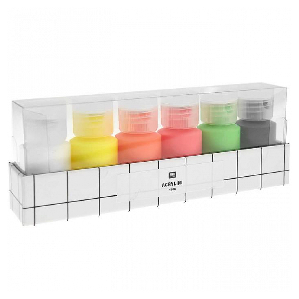 Acrylini - Set Neon - 6 pots couleur unique, RICO DESIGN