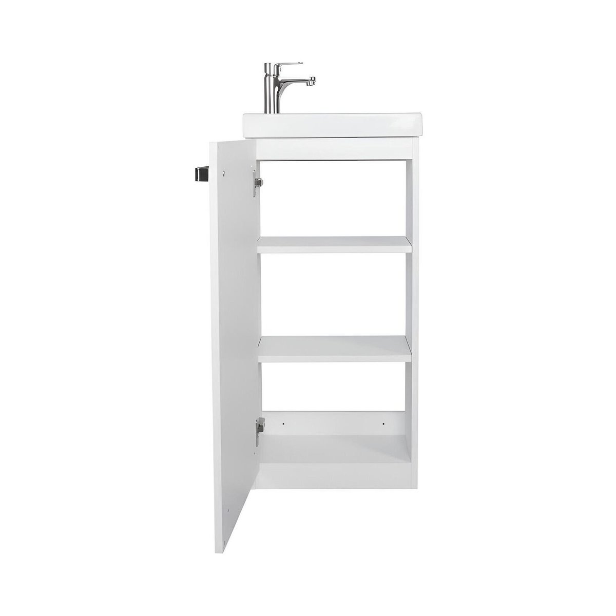 Ensemble lave-mains sur pieds avec robinet et miroir JOHANN blanc satiné, MOB IN