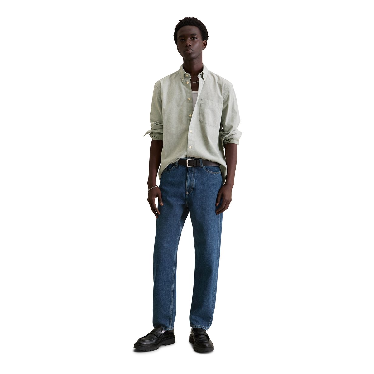 Chemise regular en coton bio de qualité Oxford vert foncé, MARC O’POLO DENIM