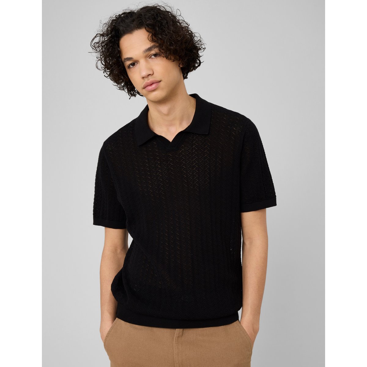 Polo matière fantaisie noir, BZB