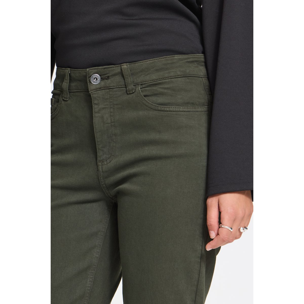 Jeans jambes droites, longueur chevlle vert rosin, ICHI