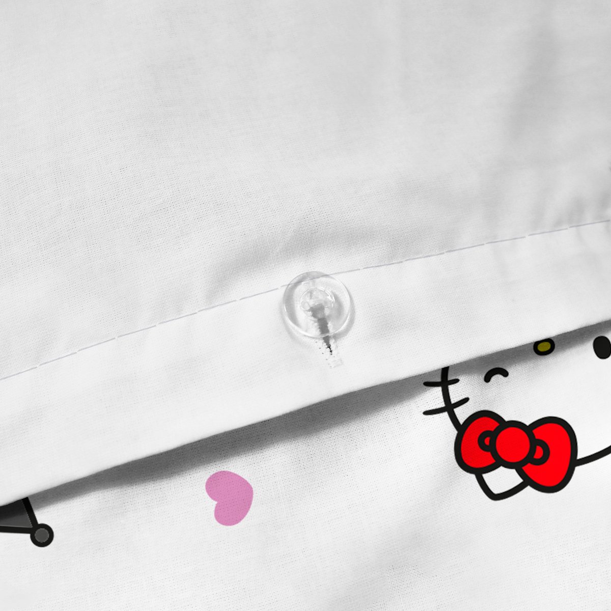 Parure de lit imprimée 100% coton, FRIENDLY blanc, HELLO KITTY