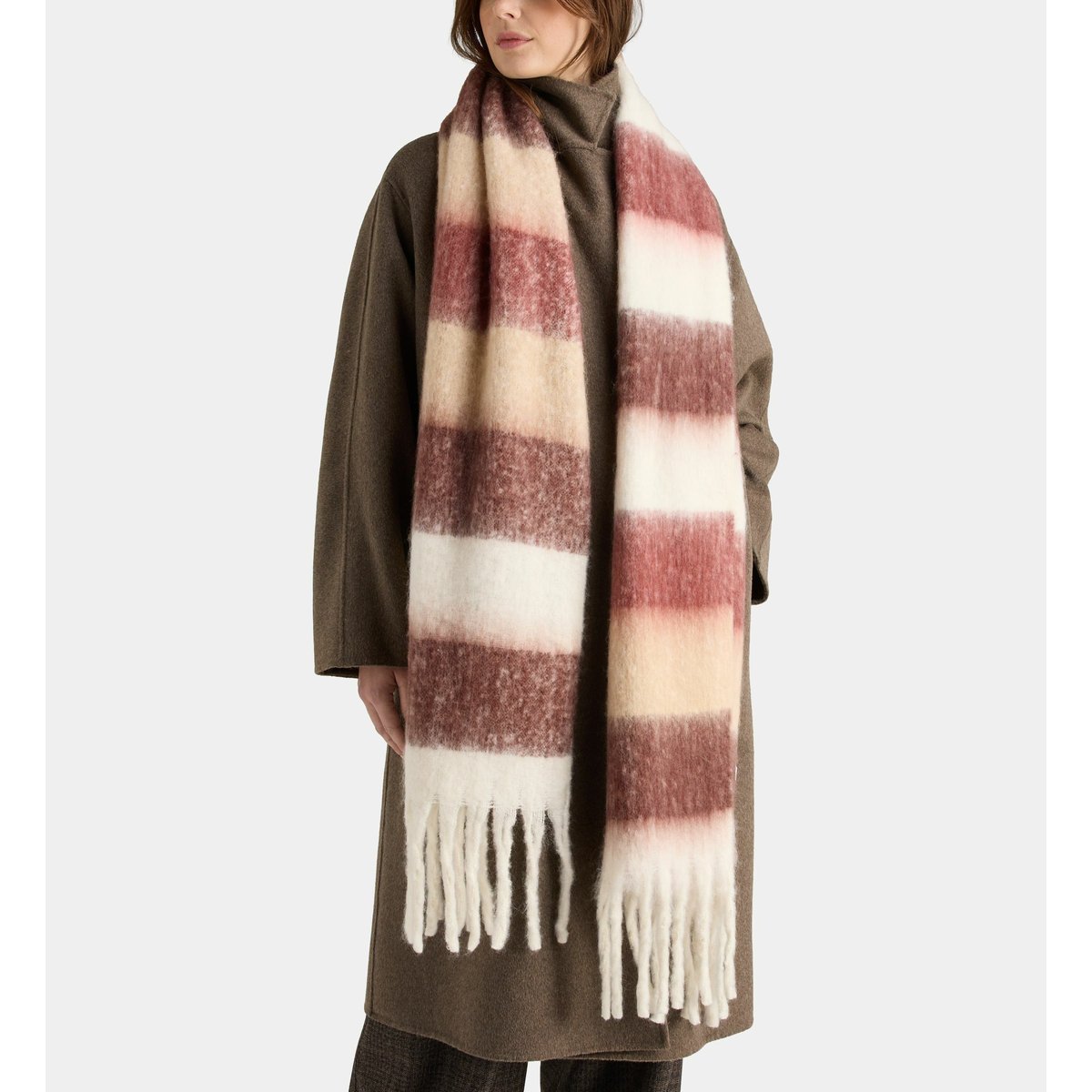 Écharpe rayée mani beige, GALERIES LAFAYETTE