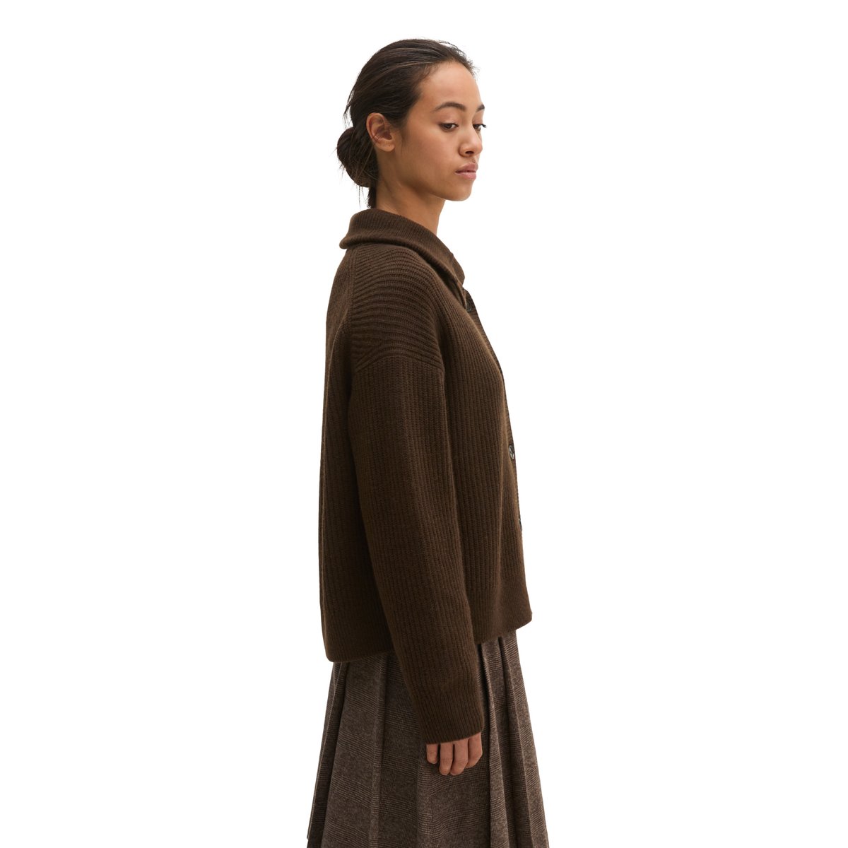 Cardigan ample en mélange de laine vierge douce marron, MARC O'POLO