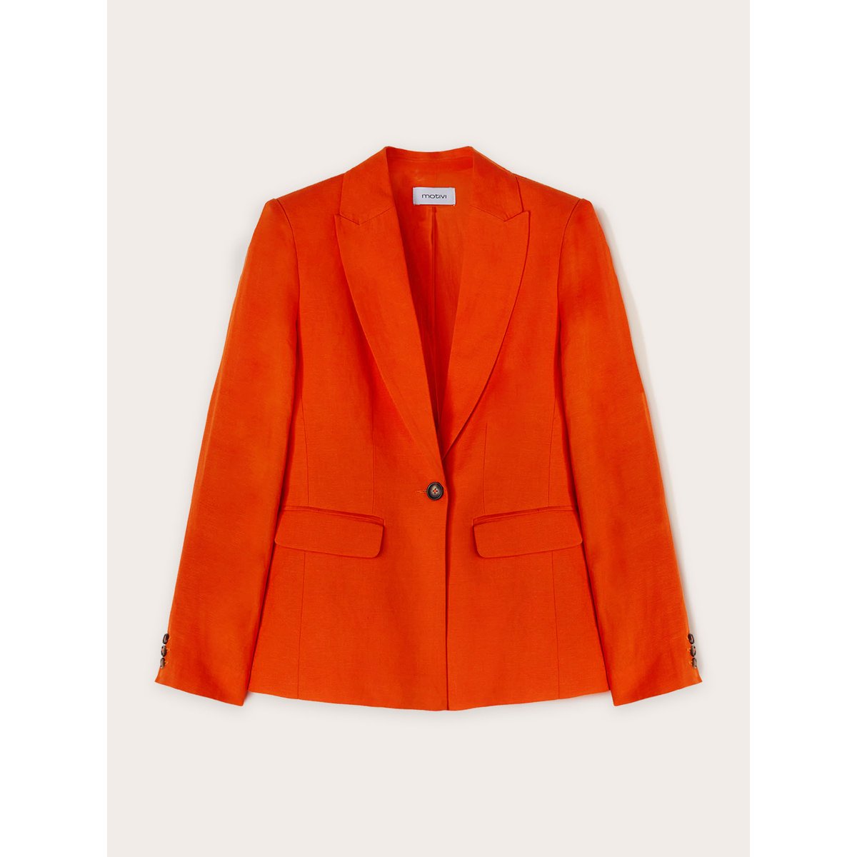 Blazer simple boutonnage en mélange de lin rouge, MOTIVI