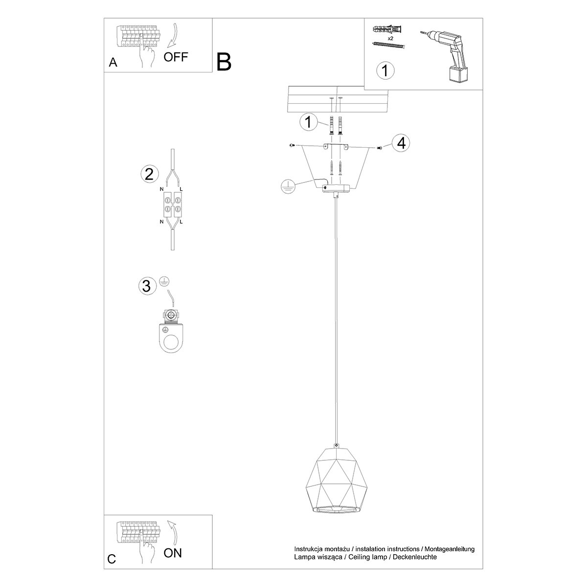 Suspension Céramique Blanc E27 1 Mint blanc, EDEN