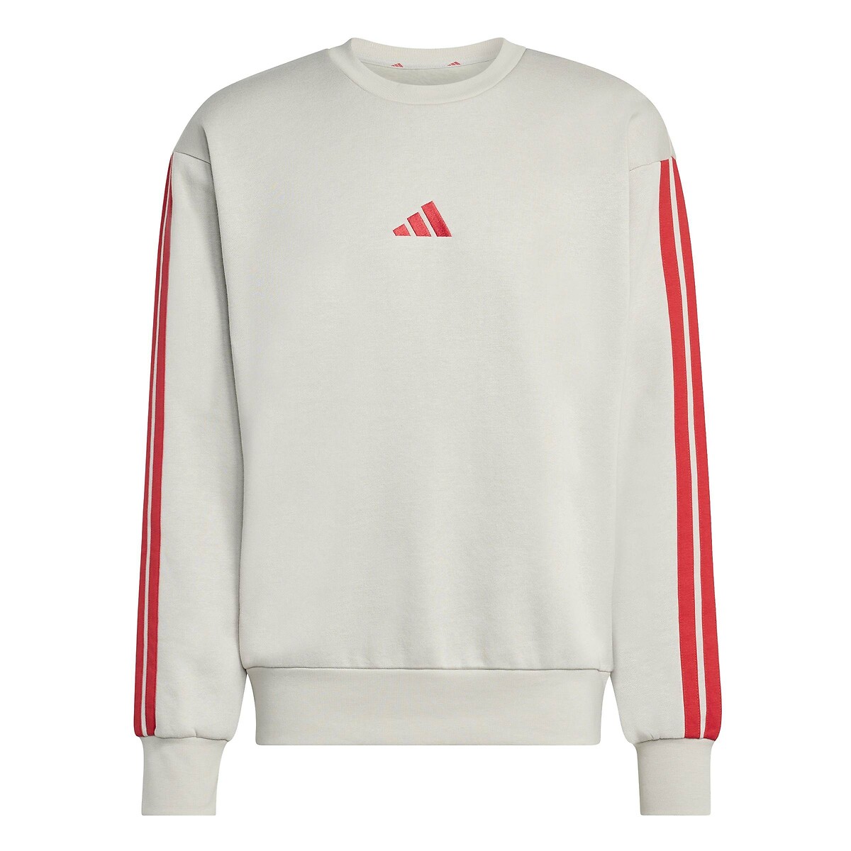 Sweatshirt col rond 3 bandes ESSENTIALS gris/rouge, ADIDAS SPORTSWEAR