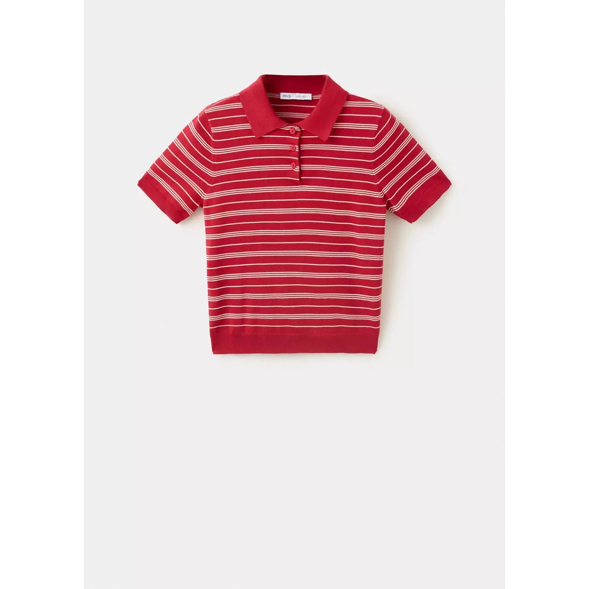 Pull-over maille col polo rouge, MANGO