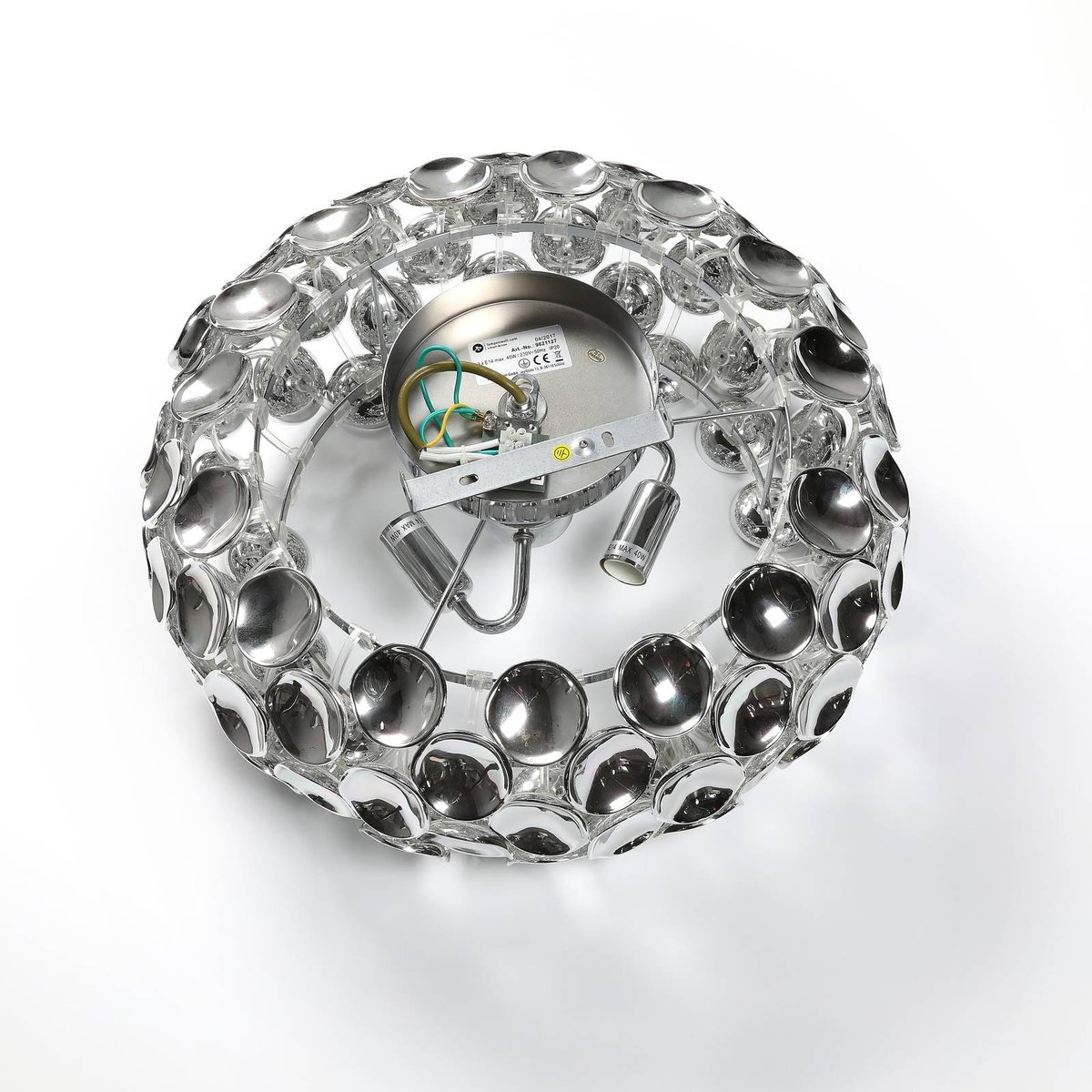 Plafonnier moderne, Reza chrome, transparent, LINDBY