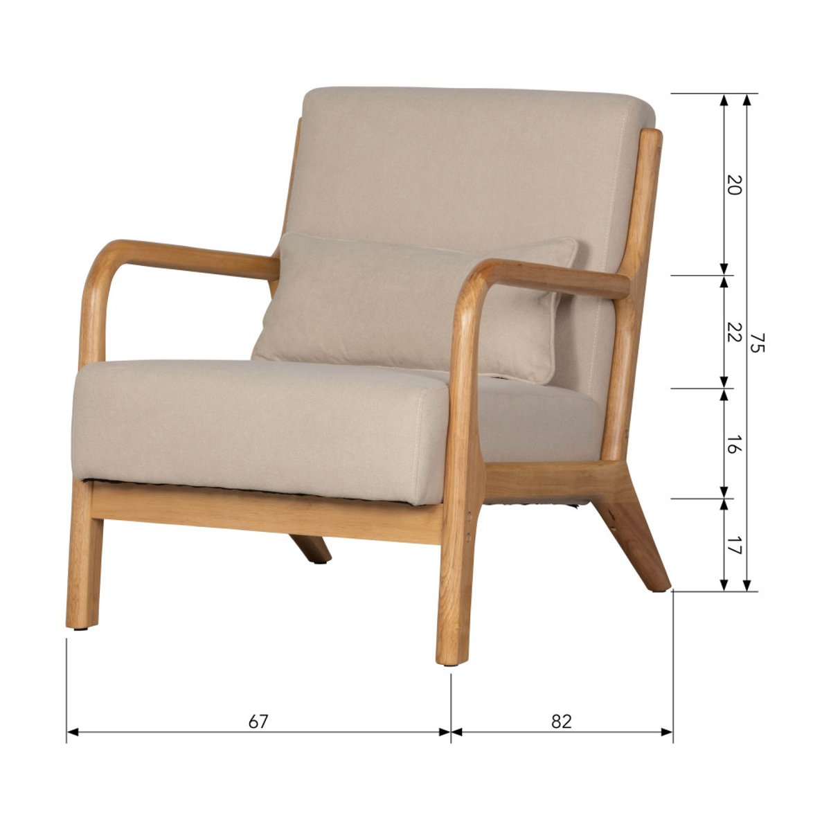 Fauteuil en bois et tissu doux - Mark naturel, WOOOD