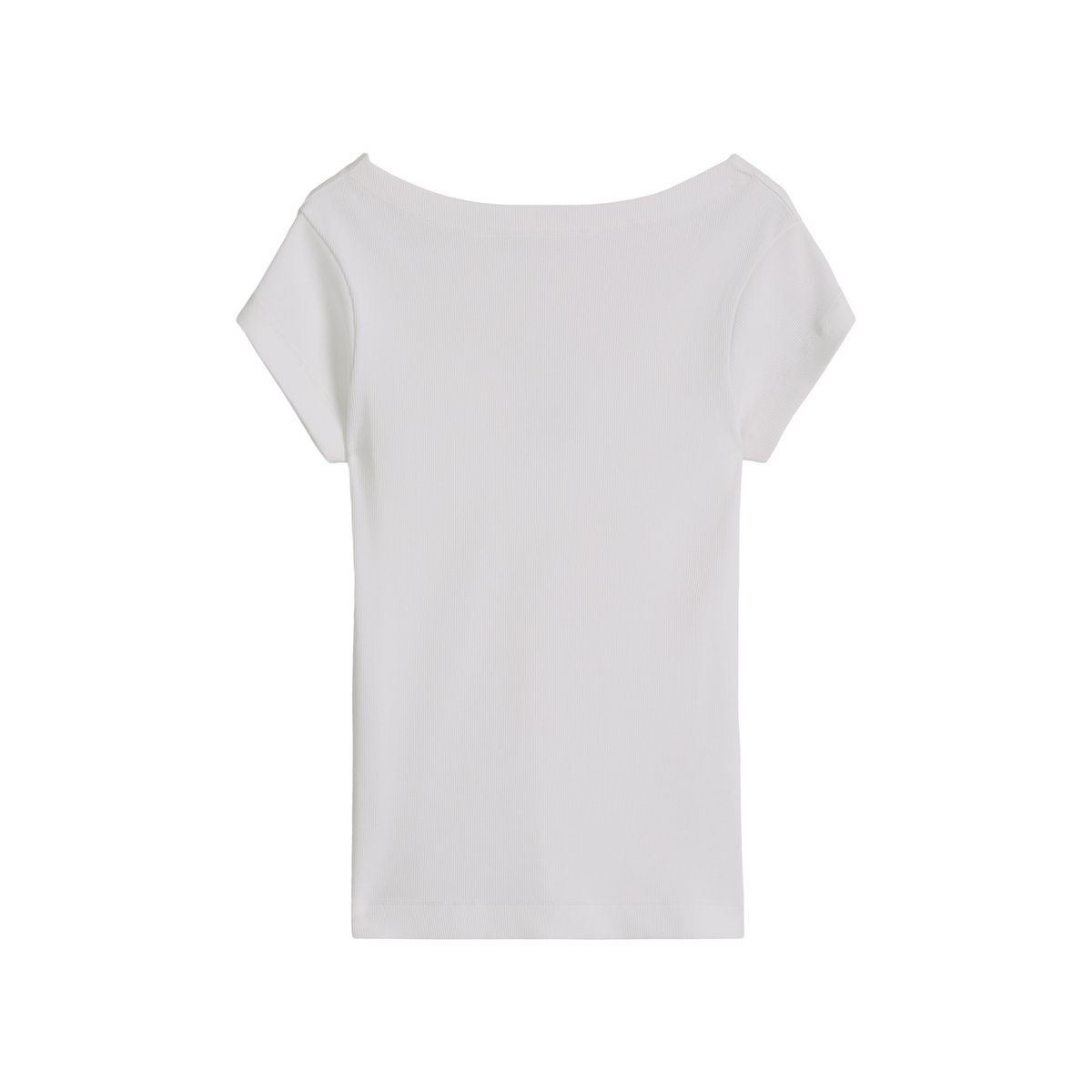 T-shirt slim en jersey côtelé élastique blanc, MARC O'POLO