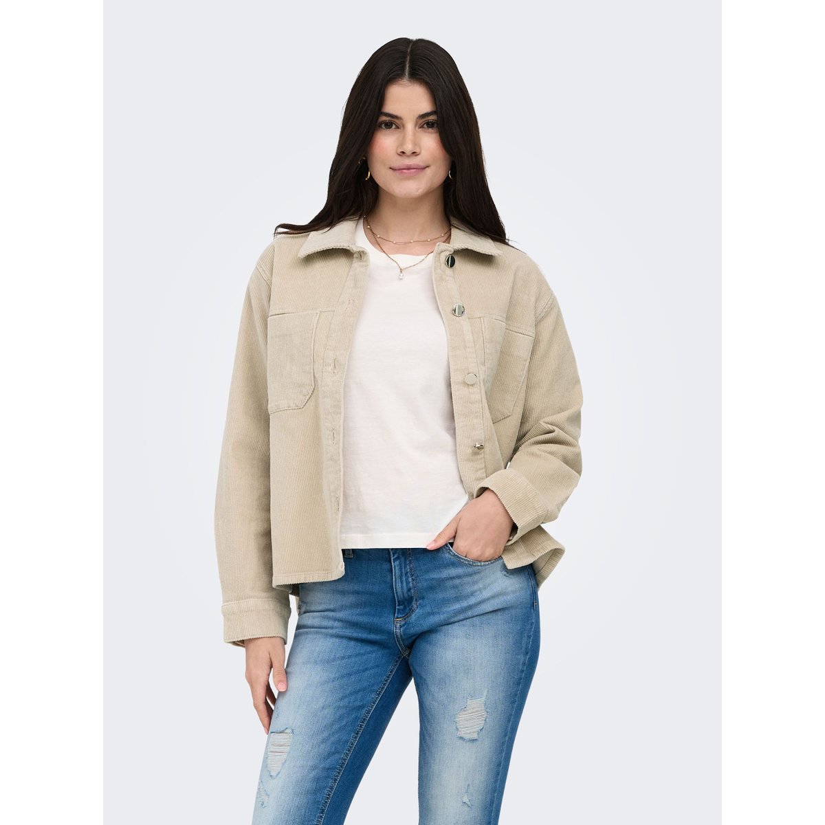 Chemise En Corduroy oatmeal, ONLY