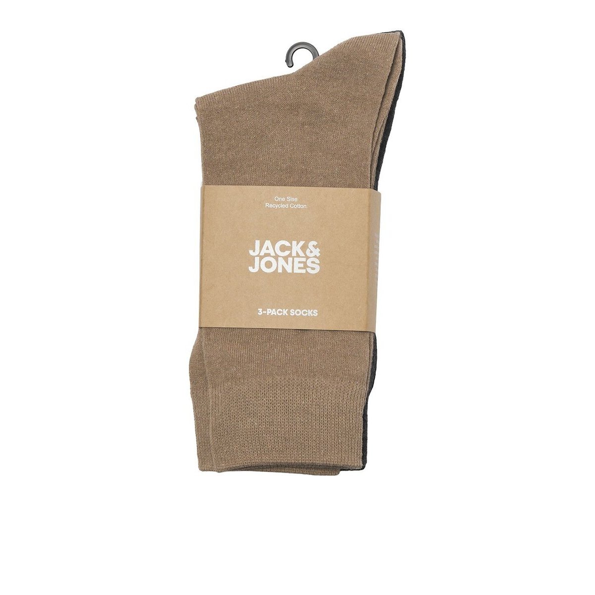 Lote de 3 pares de calcetines altos lisos negro + gris + camel, JACK & JONES