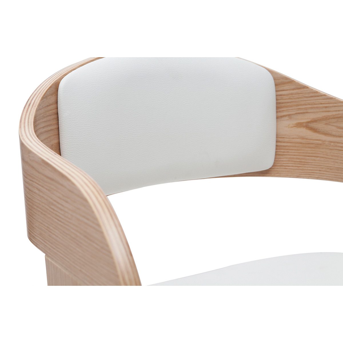 Tabourets de bar design réglables en polyuréthane blanc et bois clair (lot de 2) EUSTACHE blanc, MILIBOO