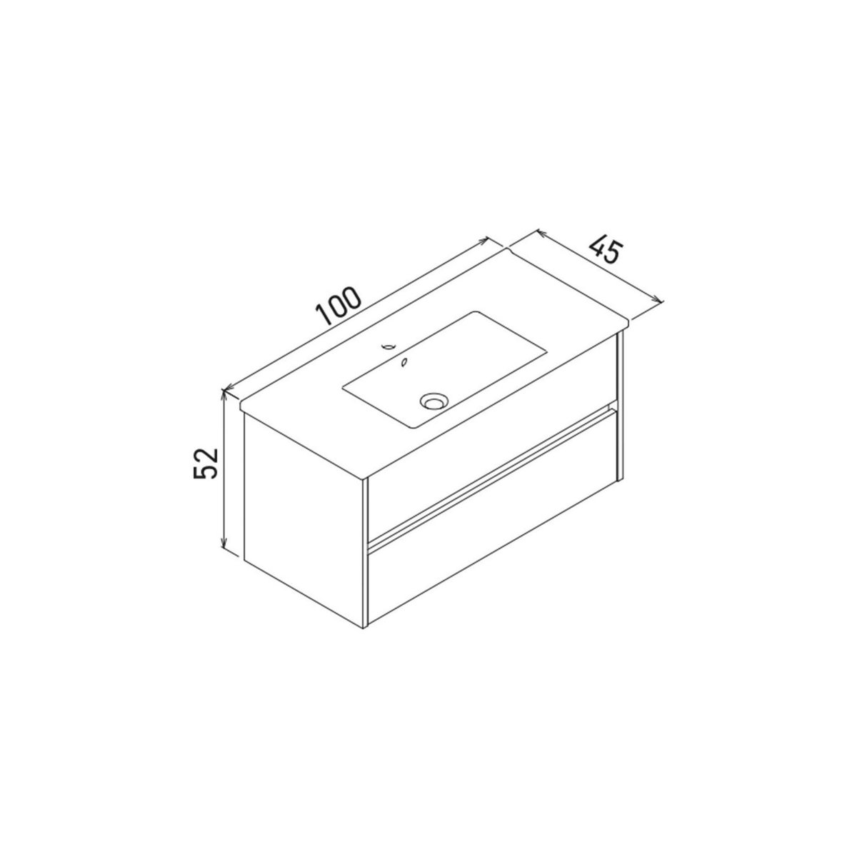 Meuble sous vasque 2 tiroirs 100 cm + vasque MOANA bois clair, PIER IMPORT