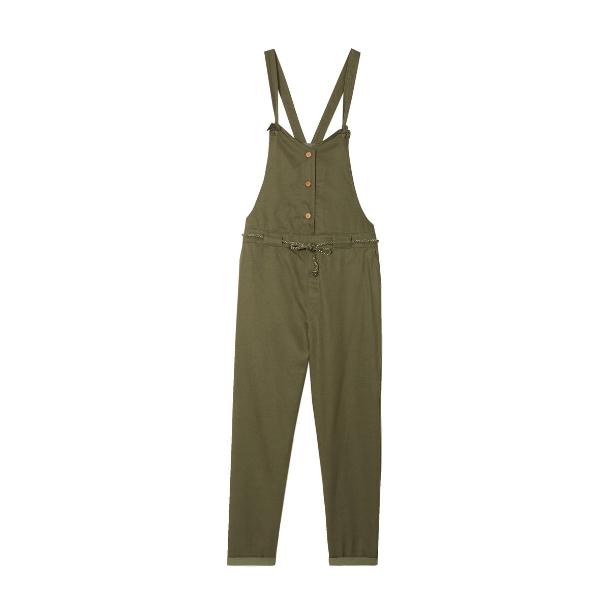 Salopette fluide boutonnée vert foncé, BONOBO