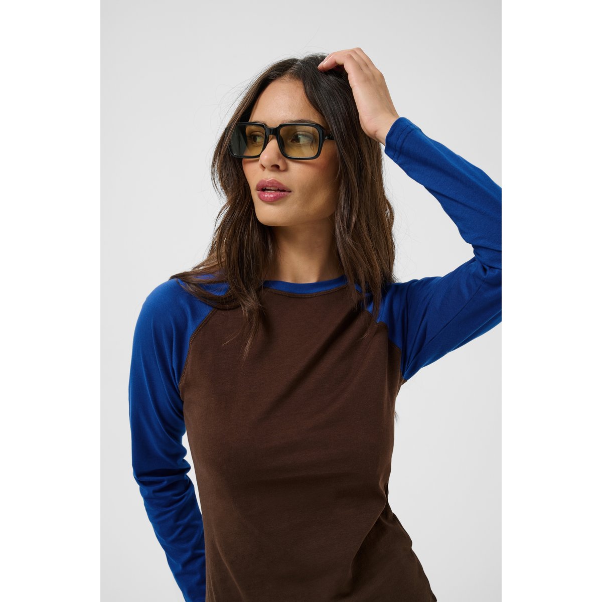T-shirt à manches longues marorn coffee bean/blue sl, KAFFE
