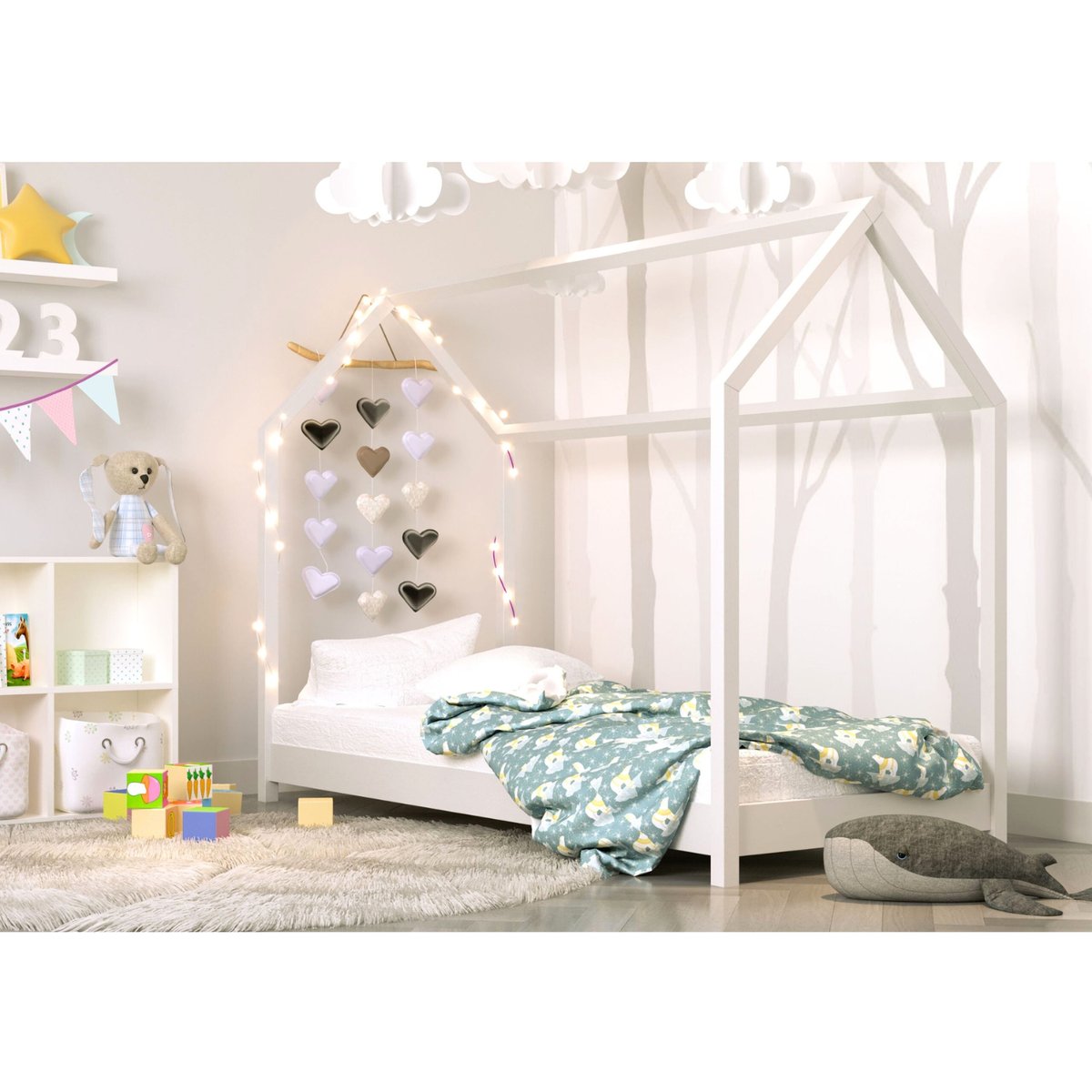 Lit Cabane Enfant Bella - Blanc blanc, KOCOT KIDS