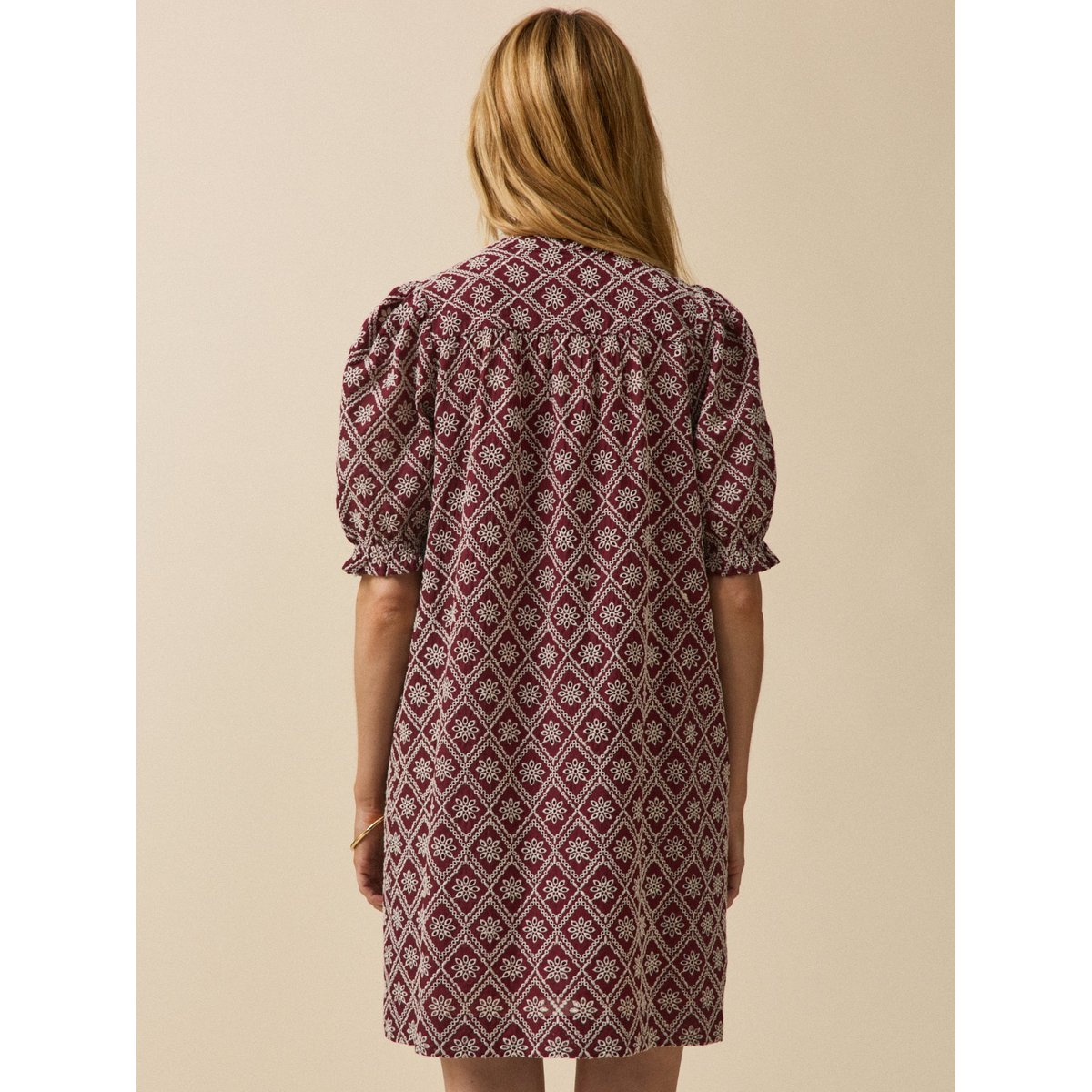 Robe courte broderie anglaise terre brulee, CYRILLUS