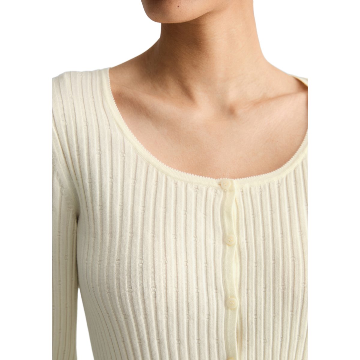 Cardigan en maille côtelée slim en LENZING™ ECOVERO™ nature, MARC O’POLO DENIM