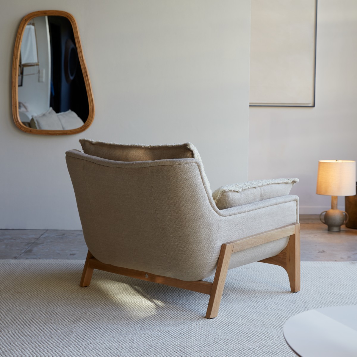 Fauteuil en Tissu massif, WOODNEST beige, TIKAMOON