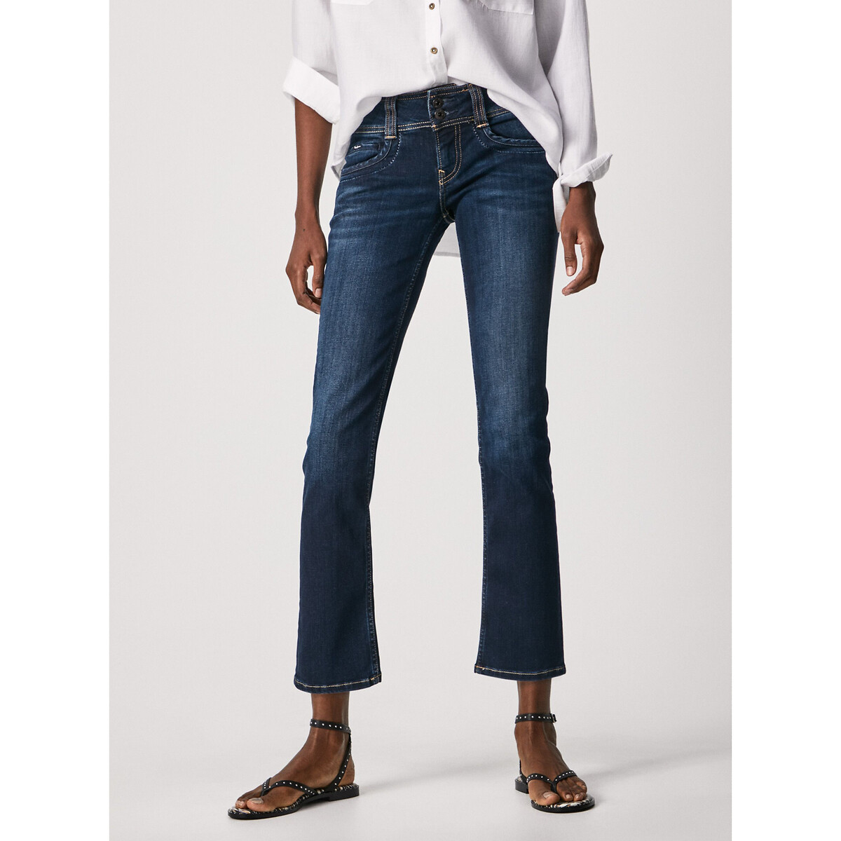Gen slim fit jeans with mid rise and double buttons ultra dark, PEPE JEANS