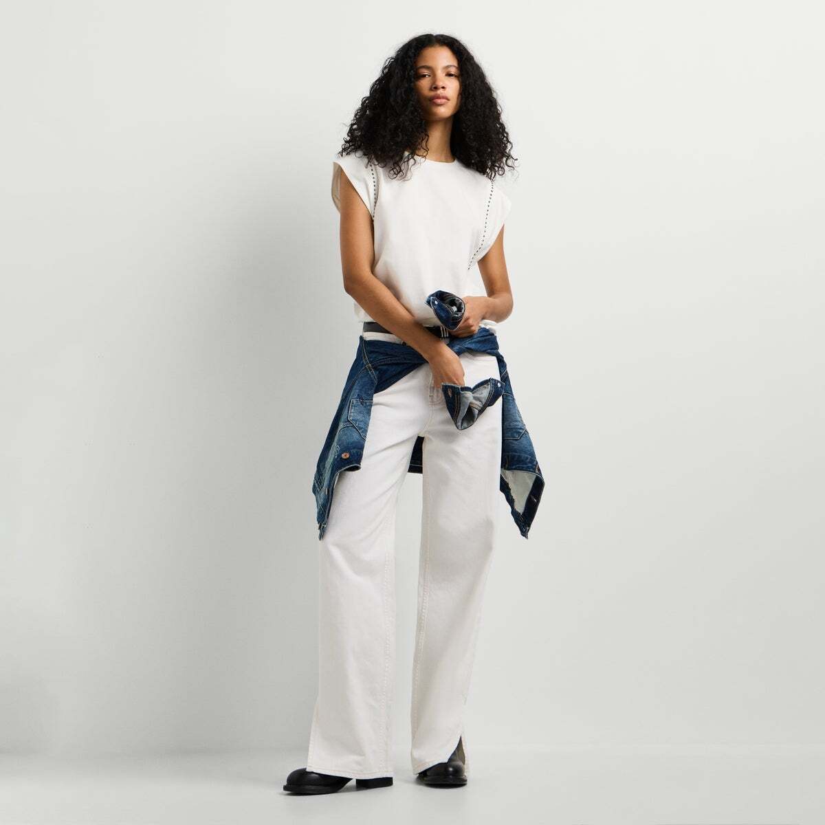 T-Shirt Avec Détail Clous blanche mousse, PEPE JEANS