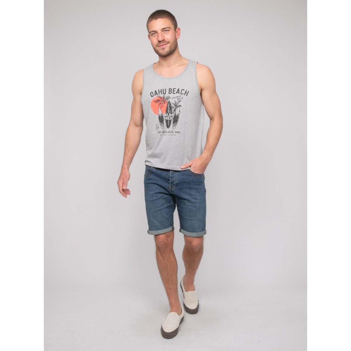 T-shirt Sans Manches Coton Nination gris chiné, RITCHIE