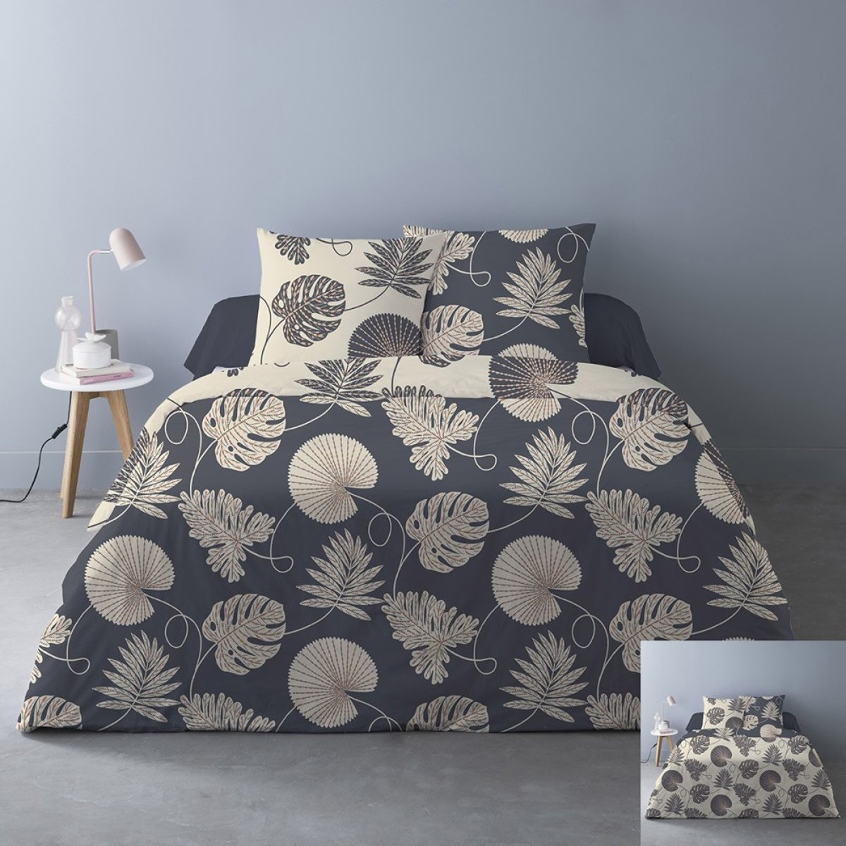 Housse De Couette 240x220 Olivia Gris + 2 Taies gris, DECORATIE