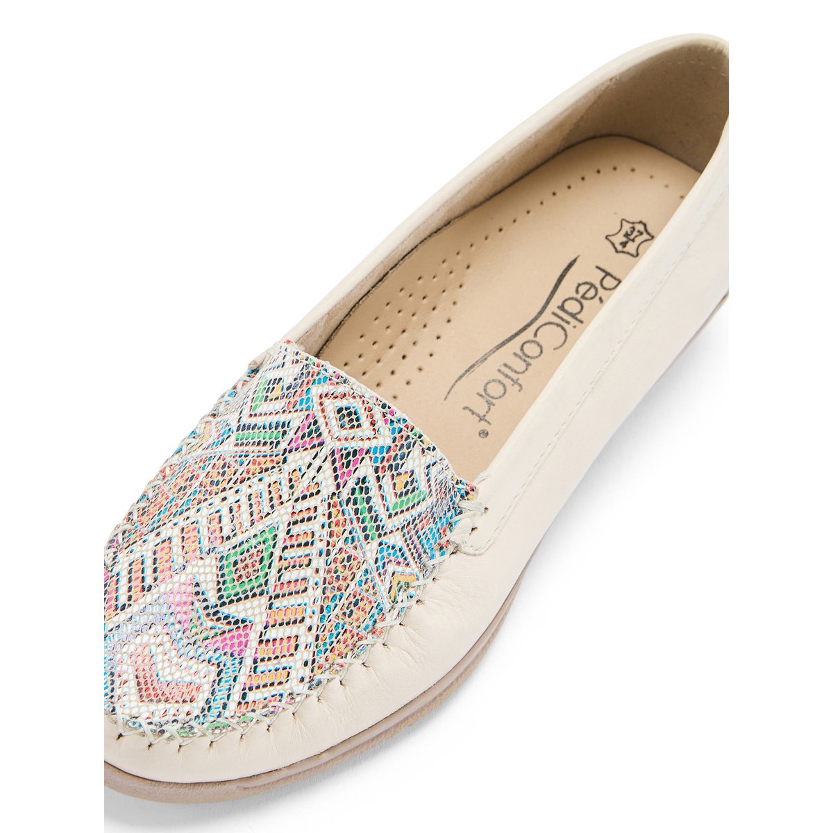 Mocassins grande largeur femme beige, PEDICONFORT