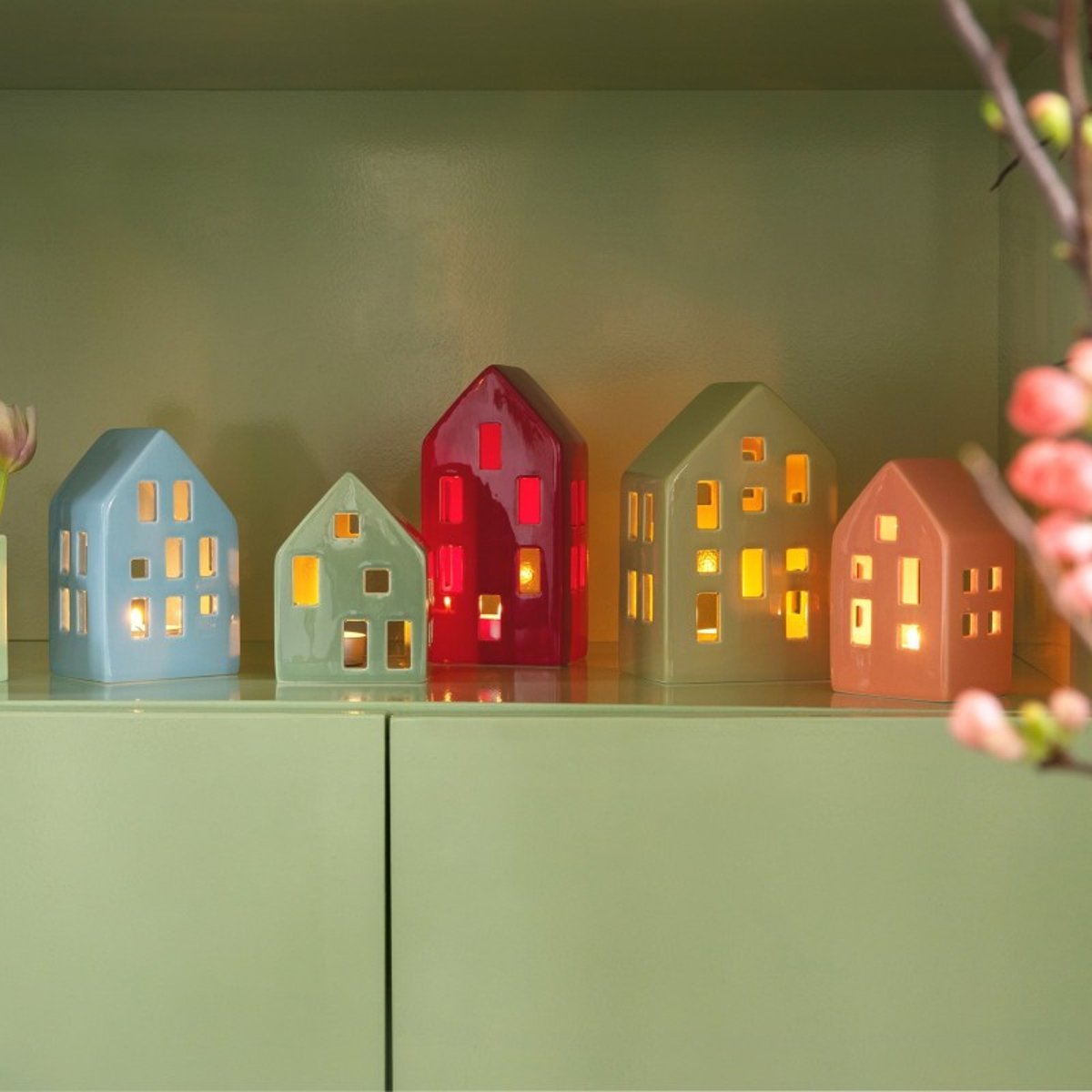 Photophore design maison porcelaine  Blue bleu, REMEMBER