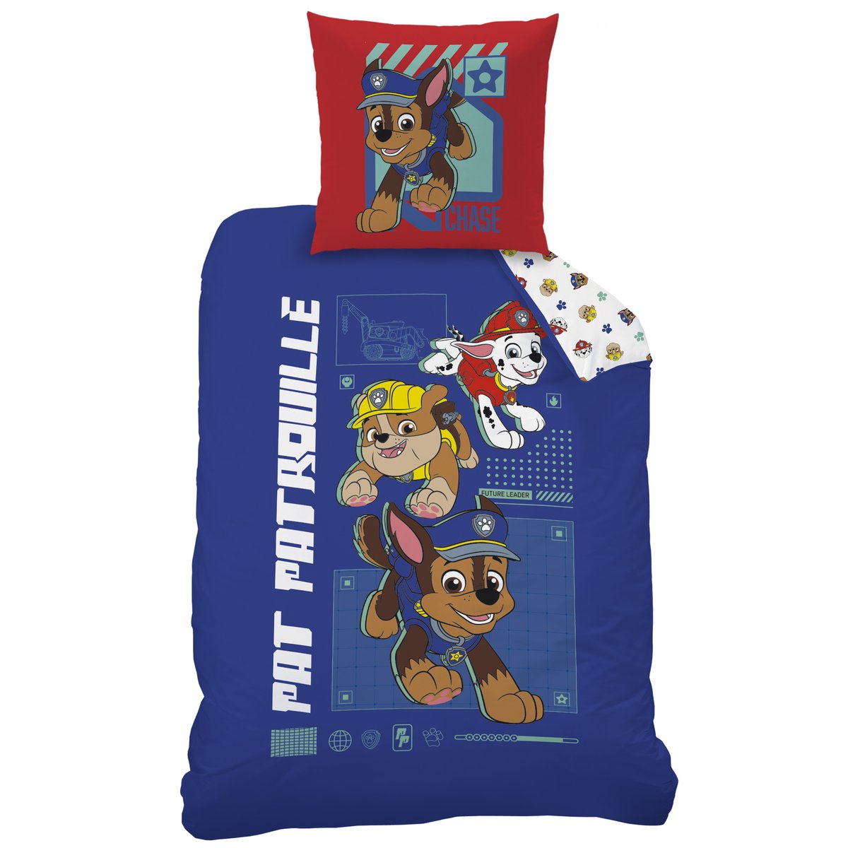 Parure de lit imprimée 100% coton, PATOU bleu, PAT PATROUILLE