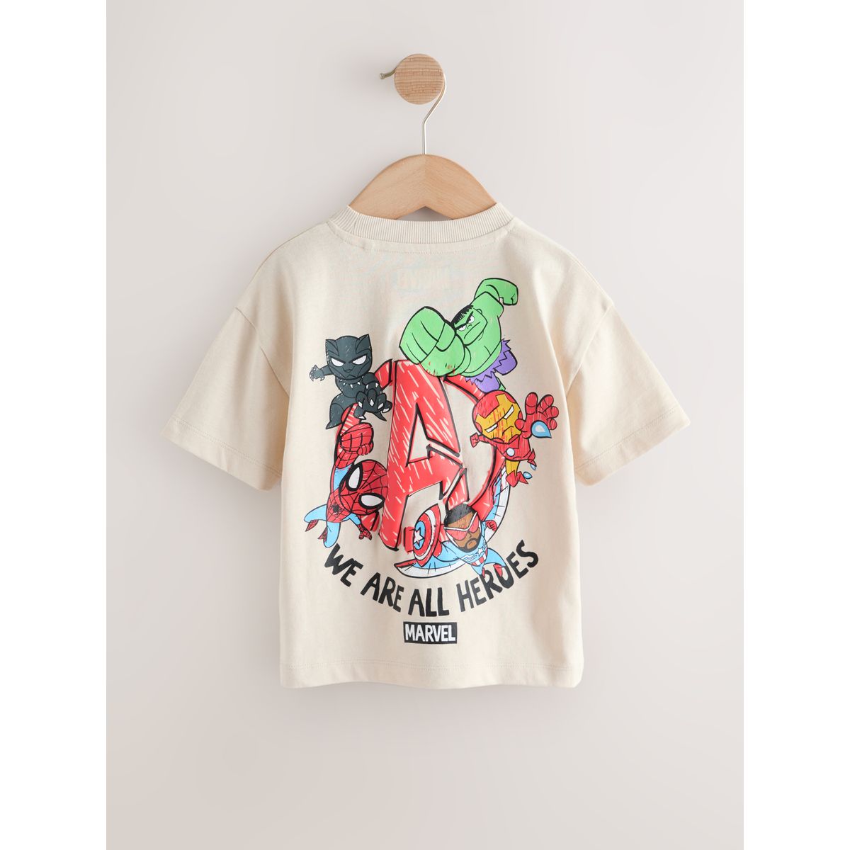 T-shirt en coton à manches courtes marvel gris clair, NEXT